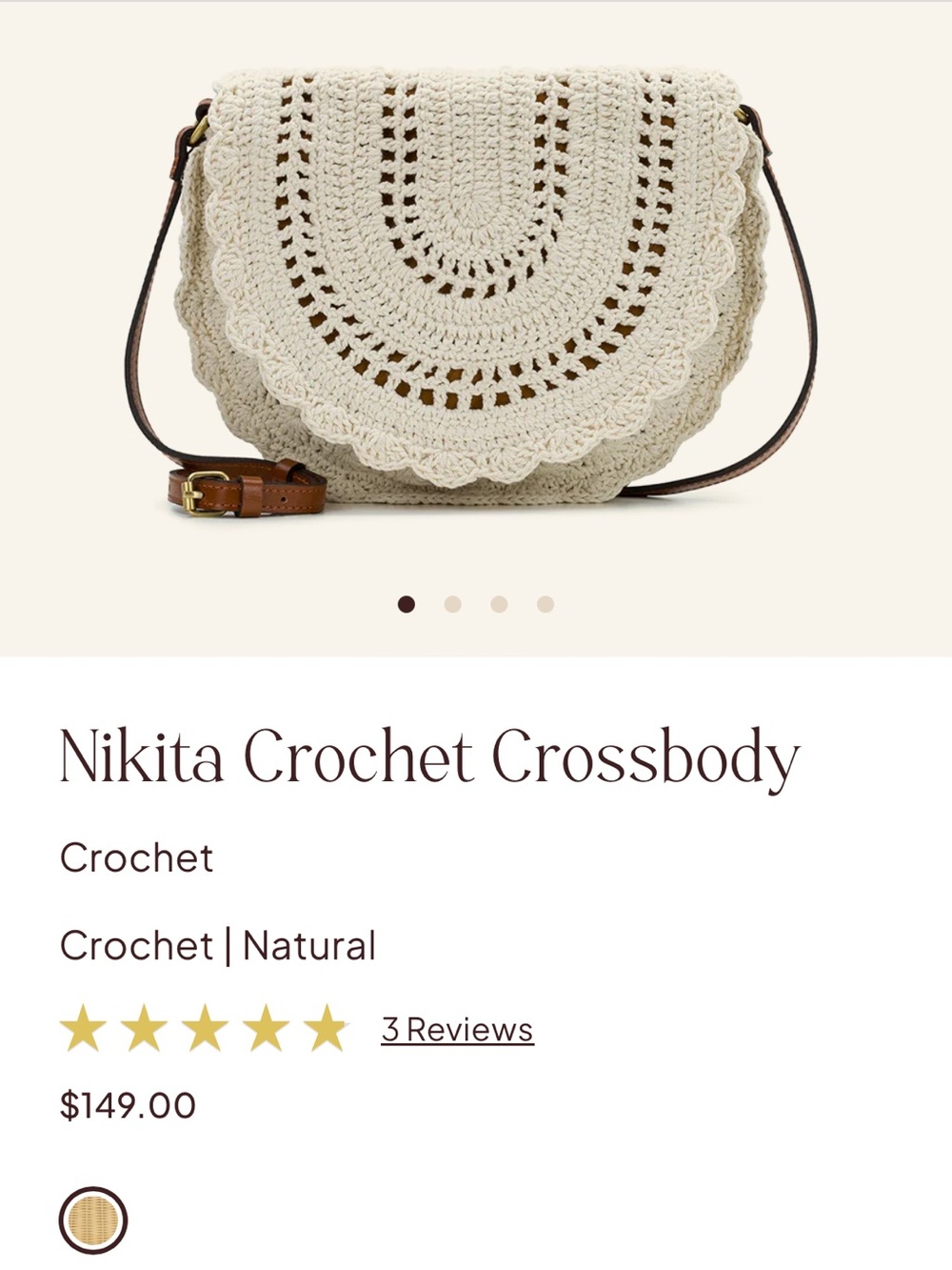 Patricia Nash Purple Crochet Crossbody with White Strap - Picture 7 of 7